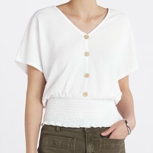 Fortune & Ivy Women's White Waist Knit Shirt NWT